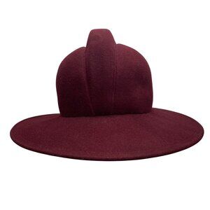 Bill Blass Burgundy Wool Unisex Wide Brim Hat Unique Dome Design Large